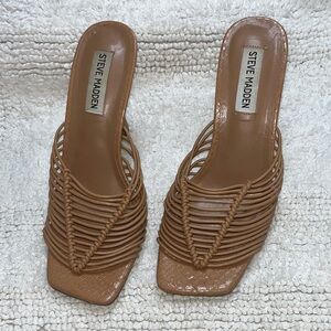 Steve Madden Tan Woven Mules